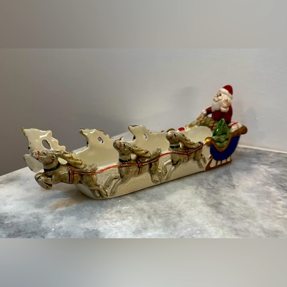 Fitz & Floyd Christmas Santa Sleigh with Reindeer - perfect for crackers/cookies - Picture 6 of 10